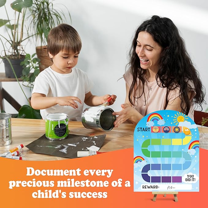 Rainbow Sun Theme Wooden Reward Chart, Behavior Reward Charts, Incentive Responsibility Chart for Boys Kids Toddlers Chore Homework Good Habits Assignments Attendance, 09