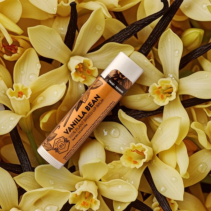 Crate 61 Lip Balm - Vanilla Bean – Plastic-Free Plant Pod® Tube – Made with USDA Organic Ingredients & Fair Trade Vanilla – Natural, Moisturizing Lip Care for Dry Lips – Safe for Men, Women & Kids