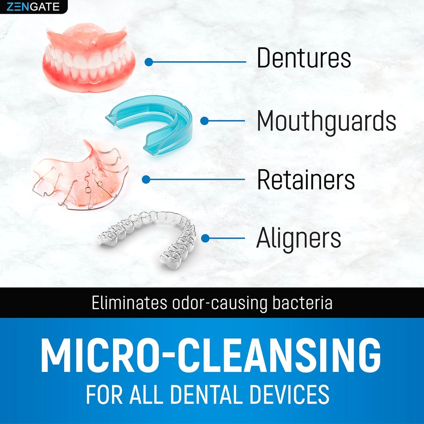 Retainer Cleaner Tablets - Quick Clean for Dentures, Mouth Guards, Aligners, Night Guards - Dental Cleansing Tablets - FSA HSA Approved Items - 2 Packs (240 Tablets Total) - 8 Months Supply