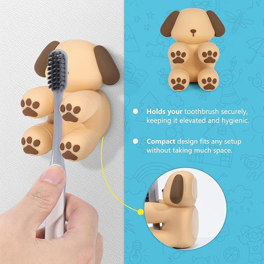 Li&Zhao Funny Silicone Toothbrush Holders - 3 PCS Kids Toothbrush Holders Wall Tooth Brush Holder for Bathroom Cute Toothbrush Holder Suction Animal Toothbrush Holder for Kitchen Living Room Office