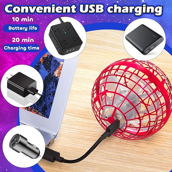 Tikduck Flying Orb Ball 2025 Toys Soaring Hover Boomerang Spinner Hand Controlled Mini Drone Cosmic Globe Spinning Kids Outdoor Fly Toy Birthday Gift Cool Stuff for Boys Girls 6 7 8 9 10+ Year Old