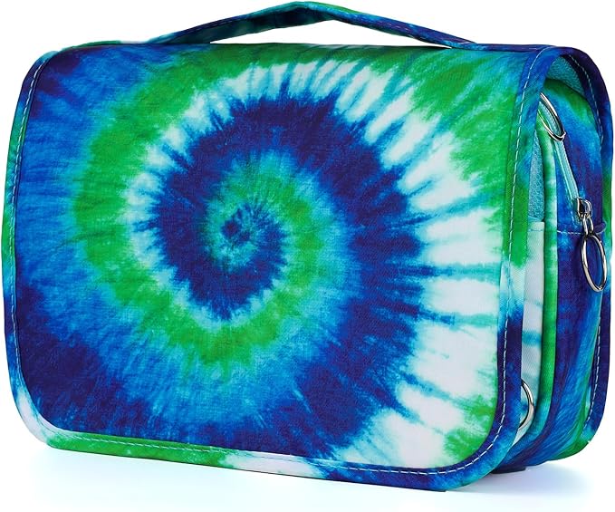 Tie Dye Hanging Toiletry Bag for Girls, Travel Toiletry Bag for Teen Girls Cosmetic Makeup Waterproof Wash Bag Traveling Toiletries, Blue