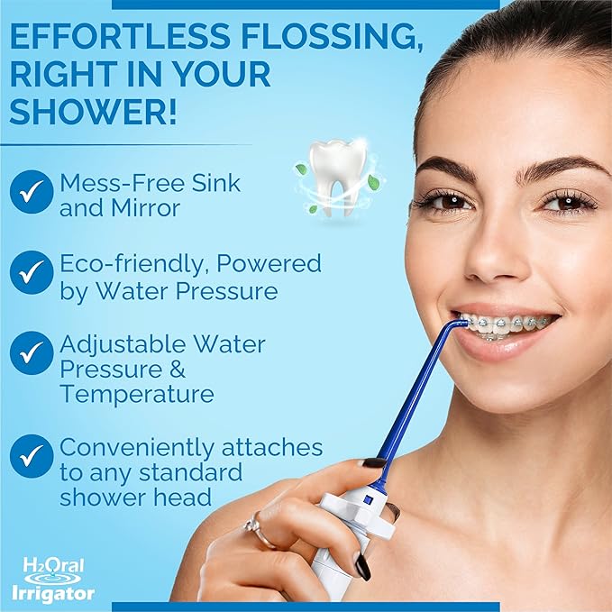 Oral Irrigator Shower Dental Care System | Advanced Shower Water Flosser for Healthy Gums and Teeth | Shower Flosser | Dental Water Flosser for Superior Dental Hygiene at Home | Made in U.S.A.