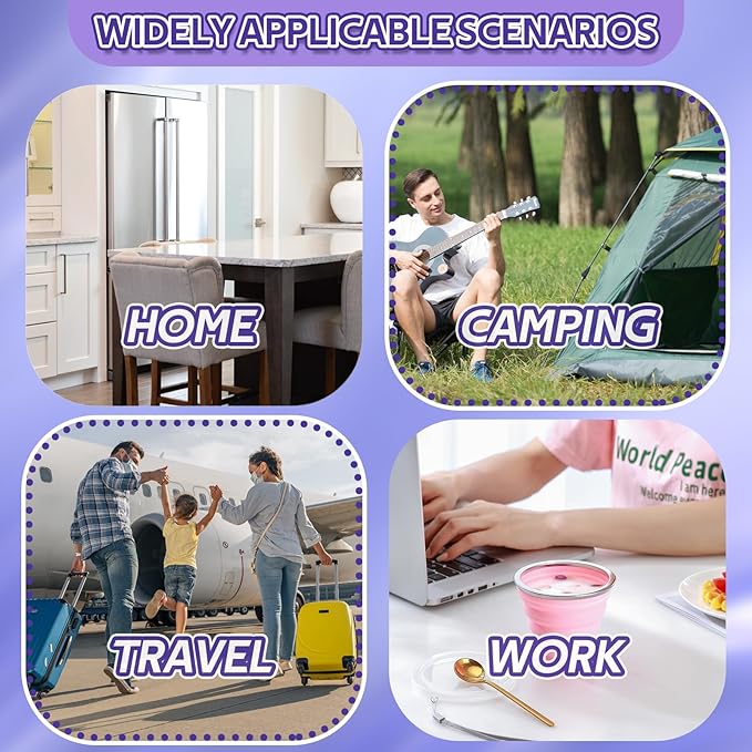 Toothbrush Travel Case, Travel Toothbrush Silicone Collapsible Toothbrush Cup, Travel Toothbrush Set Suitable for Business Camping Travel or Daily Use (Purple)