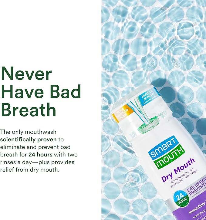 SmartMouth Activated Dry Mouth Mouthwash, Dry Mouth and Bad Breath Relief, Mint, 16 fl oz, 3 Pack
