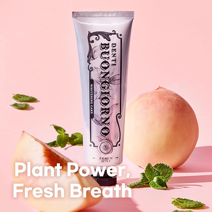Peach Mint WHITENING Toothpaste (Peach Mint) – Natural Fluoride Korean Toothpaste for Teeth Whitening, Plaque Removal, Strengthens Enamel, Paraben & SLS Free (3.52fl oz / 100g)