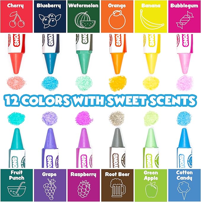 Tub Works® Sweet Scents Smooth™ Bath Crayons Bath Toy, 12 Pack | Nontoxic, Washable Bath Crayons for Toddlers & Kids | Unique Formula Draws Smoothly & Vividly on Wet & Dry Tub Walls | Scented Crayons
