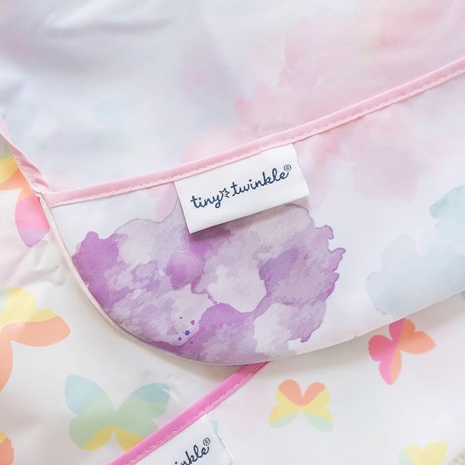 Tiny Twinkle Long Sleeve Bib for Babies & Toddlers – Waterproof Smock Bib for Eating – Machine Washable & Mess-Proof, Baby Feeding Essential & Shower Must-Have(Cotton Candy, 6–24M)