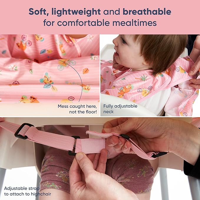 BIBaDO - Long Sleeve Baby Bibs - Babies & Toddlers 6-36 Months - Coverall Baby Led Weaning Bib - Easy Wipe, Soft & Waterproof