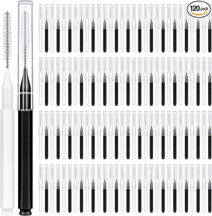 120Pcs Interdental Brush, Braces Brush Toothpicks with Soft Bristles 360° Bendable Floss Heads Dental Brushes Between Teeth Gum Braces Cleaning Kit Oral Tooth Cleaning Tool （Black, White）
