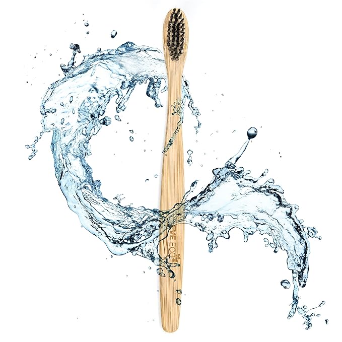4 Count I Bamboo Toothbrush I Soft Bristles Best for Sensitive Gums I Charcoal I Vegan I Natural Wood I BPA Fee I Recyclable I Compostable I Biodegradable | Environmentally Friendly