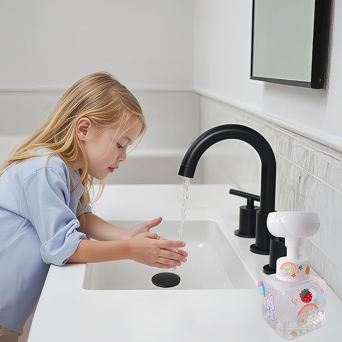 Flower Foam Dispenser Pump Bottle-250ml Reusable Plastic Soap Dispenser for Shampoo, Hand Soap&Bath, Includes Cute Stickers, Perfect for Kids Bathroom Or Kitchen (Transparent)