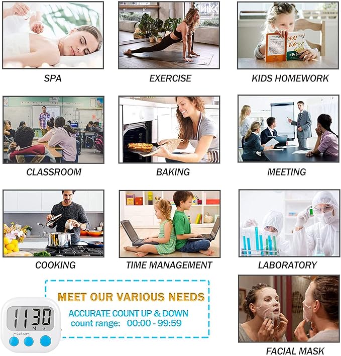 Classroom Timers for Teachers Kids Large Magnetic Digital Timer Teacher Supplies 2 Pack-Pink White