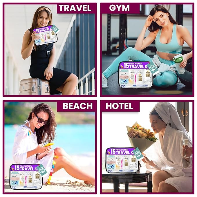 Trektote Bulk Hygiene Kit For Women – (100 Pack) 15 Piece Set – Featuring Top Trusted Brands, TSA Compliant, Bulk Travel Essentials, Includes Shampoo And Conditioner, Body Wash, Toiletry Bag & More