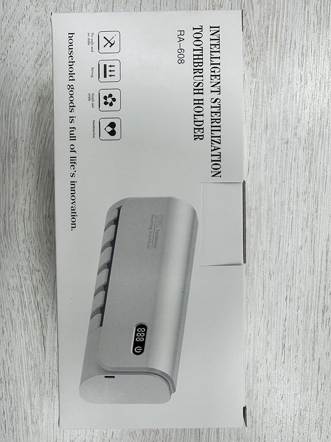 Toothbrush Holder for Bathrooms, Timer Function & 5 Toothbrush Slots Rechargeable Cordless Wall-Mounted Toothbrush Holder with Drying Functions, No Drilling(Black)