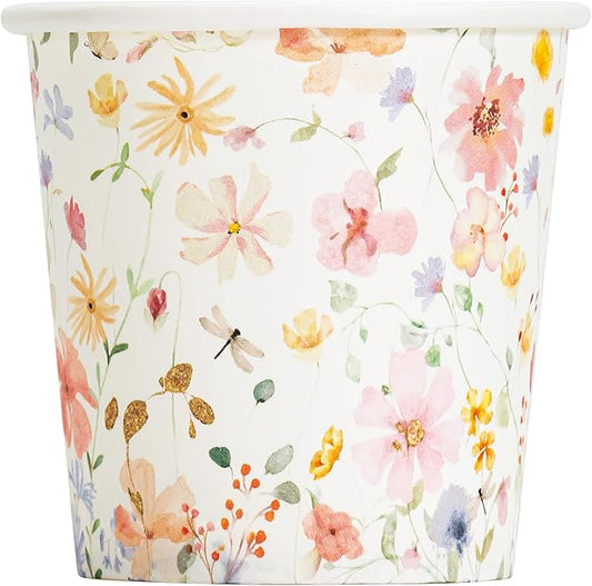 Crisky 150 Pack Paper Bathroom Cups 3oz Disposable Elegant Design Full Floral Small Mouthwash Hot/Cold Beverage Coffee Dessert for Birthday Parties Home-use Picnics Ceremonies