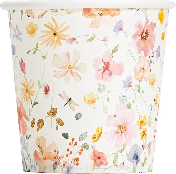Crisky 300 Pack Paper Bathroom Cups 3oz Disposable Elegant Design Full Floral Small Mouthwash Hot/Cold Beverage Coffee Dessert for Birthday Parties Home-use Picnics Ceremonies