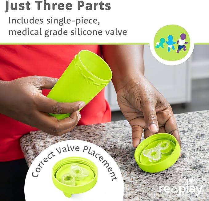 Re-Play Spill-Proof Sippy Cups - Reusable 10 Oz Set of 4, Dishwasher & Microwave Safe, Made in USA, Preschool