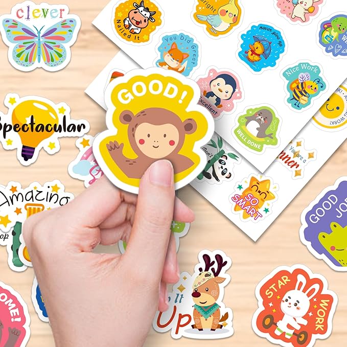 Reward Stickers for Kids,900PCS Motivational Stickers for Teachers Stickers Packs,Cute Animal Reward Stickers for Students Award School Incentive Stickers Teacher Supplies for Classroom