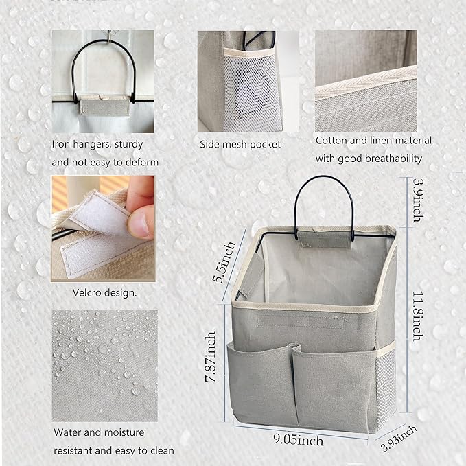 2pcs Wall Hanging Storage Bag,Wall Hanging Organizer Bags with Pockets, Wall Organizer Storage for Dormitory Bathroom Bedroom Kitchen(Navy Blue)