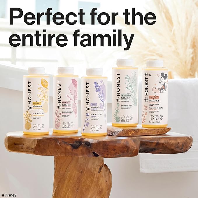 The Honest Company Foaming Bubble Bath Gentle Enough for Baby Dermatologist Tested Tear-Free Hypoallergenic Disney’s Mickey Mouse Comfort Sweet Cream 12 fl oz