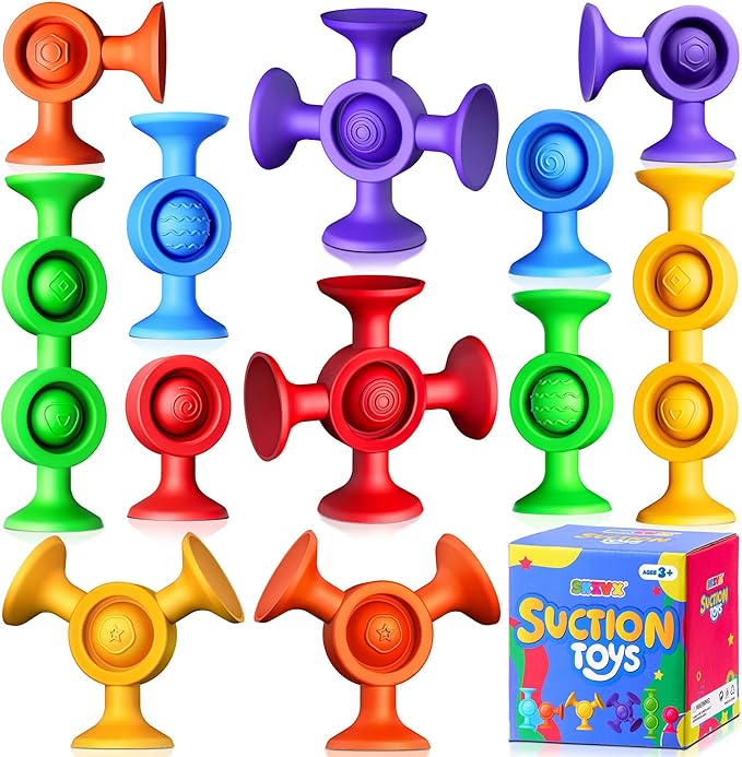 Toddler Stocking Stuffers for Kids - Suction Bath Toys Sensory Fidget Toys for Autism Fine Motor Skills Suction Cup Toys Bathtub Toys Window Airplane Travel Toys for Kids