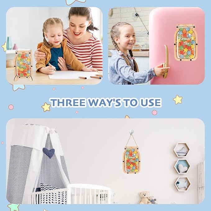 Personalized Stars Reward Jar Magnetic Reward Jar, Classroom Reward Jar for Kids, Jar Reward System Behavior Chart for Kids Incentive Chart for Classroom (Star)