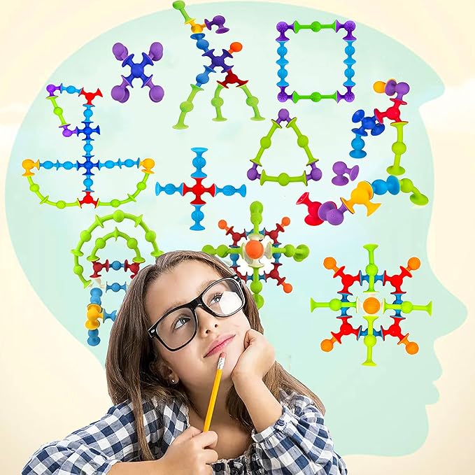 Big Suction Bath Toys for Kids Ages 3-8 , 36 PCS Fidget Suction Cup Toys Construction Set Water Toys for Babies and Toddlers,Window Building Toy Road Trip Travel Essentials for Kids Gifts