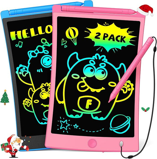 TEKFUN Kids Toys, 2Pcs LCD Writing Tablet with 4 Stylus, 8.5in Erasable Doodle Board Mess Free Drawing Pad for Kids, Car Trip Educational Toys Birthday for 3 4 5 6 7 Girls Boys