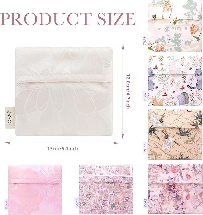 DGAZ Sanitary Napkin Storage Bag, Period Bag for Teen Aged Girls, Portable Period Bag for Panty Liners/Menstrual Cup/Small Tampons，Mini Makeup Bag for Purse(Snowflake)