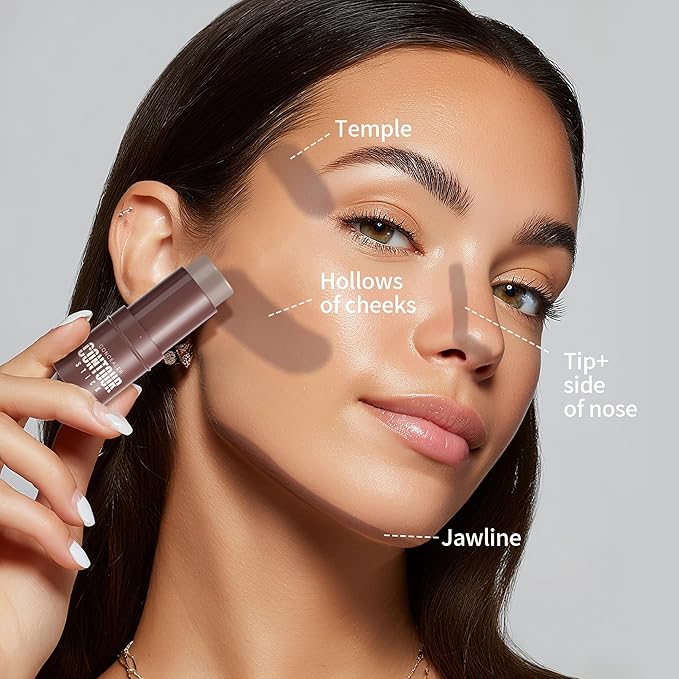 Cream Contour Stick, Cool Toned Contour & Sculpt Stick for Natural Sculpted Face Makeup, Creamy Texture & Non Cakey, Long Lasting Cream Bronzer Stick, Buildable & Highly Pigmented (09 Amber)