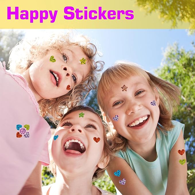 Holographic Star and Heart Stickers for Kids, 2160 Pieces, Rainbow Colors, Kids Reward and Decoration for School Classroom Student Teacher Supplies and Gift Envelope DIY