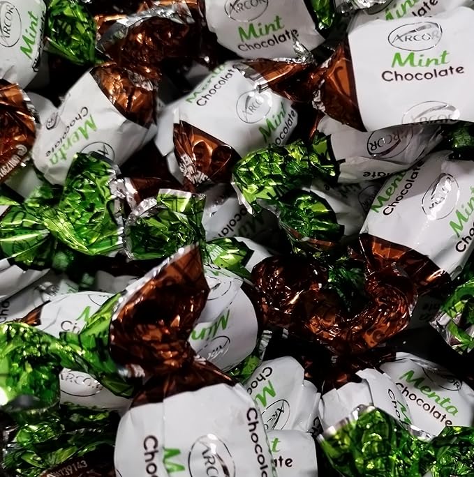 Chocolate Filled Mint Hard Candy - 2 lbs of Decadent Creamy Chocolate Filled Icy Mint Coolness Individually Wrapped Candies