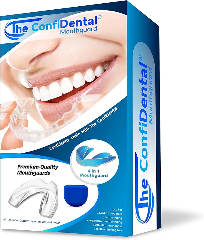 The ConfiDental - Pack of 3 Moldable Mouth Guard for Teeth Grinding Clenching Bruxism, Sport Athletic, Whitening Tray, Including 2 Regular and 1 Heavy Duty Guard (2 (LLL) Regular 1 (II) Heavy Duty)