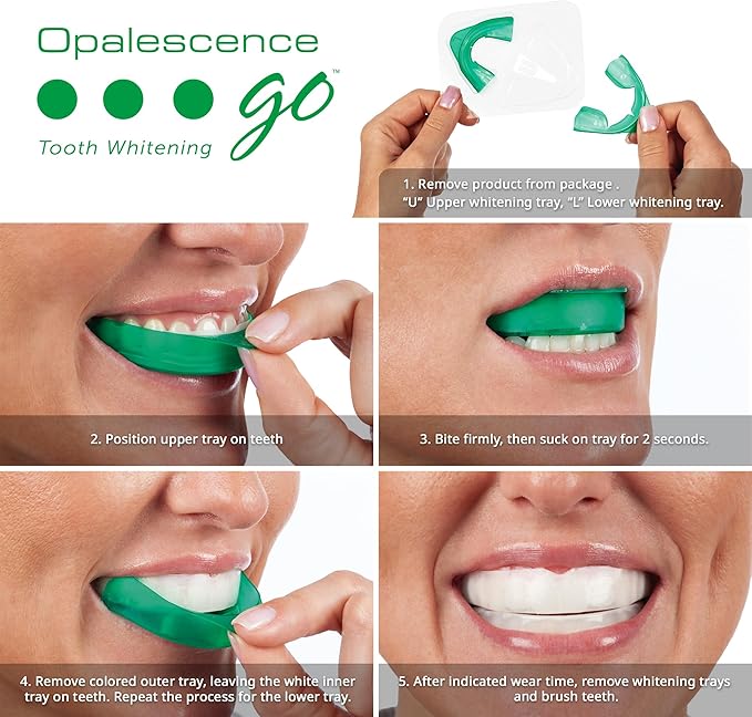 Opalescence Teeth Whitening Bundle - Opalescence Go 15% Hydrogen Peroxide Prefilled Trays (10 Trearments) and Sensitive Whitening Toothpaste 4.7 Onz - Mint Flavor 5194-5167