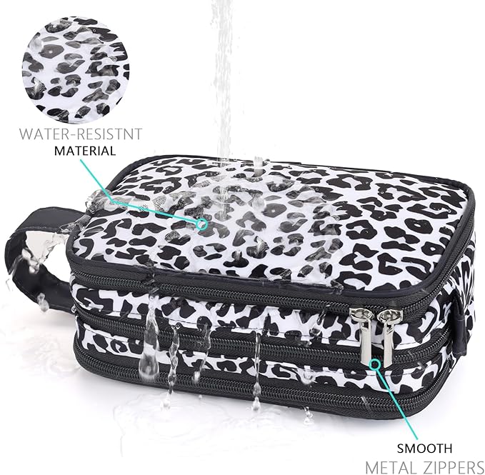Snow Leopard Toiletry Bag for Girls, Travel Toiletry Bag for Teen Girls Cosmetic Bag Makeup Bag Waterproof Hanging Wash Bag Toiletries, Cheetah