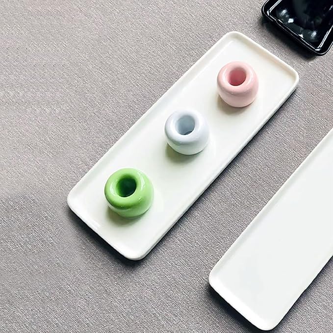 3PCS Ceramic Toothbrush Holder, Mini Tooth Brush Stand Portable Bathroom Accessories Organizer Makeup Tool Holder (Style A)