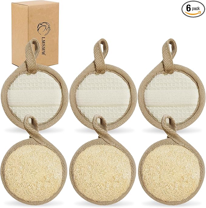 Face Exfoliating Loofah Scrubber Exfoliator Pads - Natural Luffa Facial Sponges Brush for Cleansing Exfoliation, Manual Face Cleanser Pad for Scrub Clean Facial Skin for Men Women Bath Shower, 6 Pack