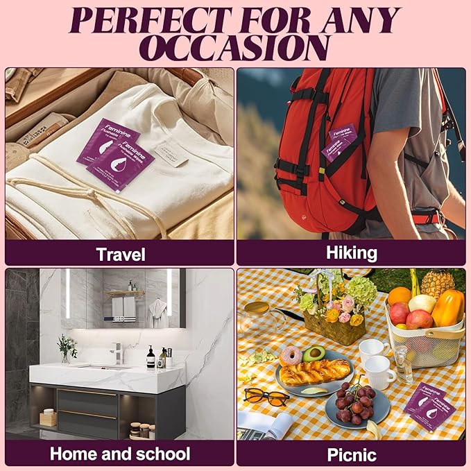 Feminine Wipes Individually Wrapped, Flushable Wipes Travel,Travel Wipes for Women,Feminine Care Wet Wipes Travel Size Vaginal Wipes for Adult, Girl and Homeless (unscent,400)