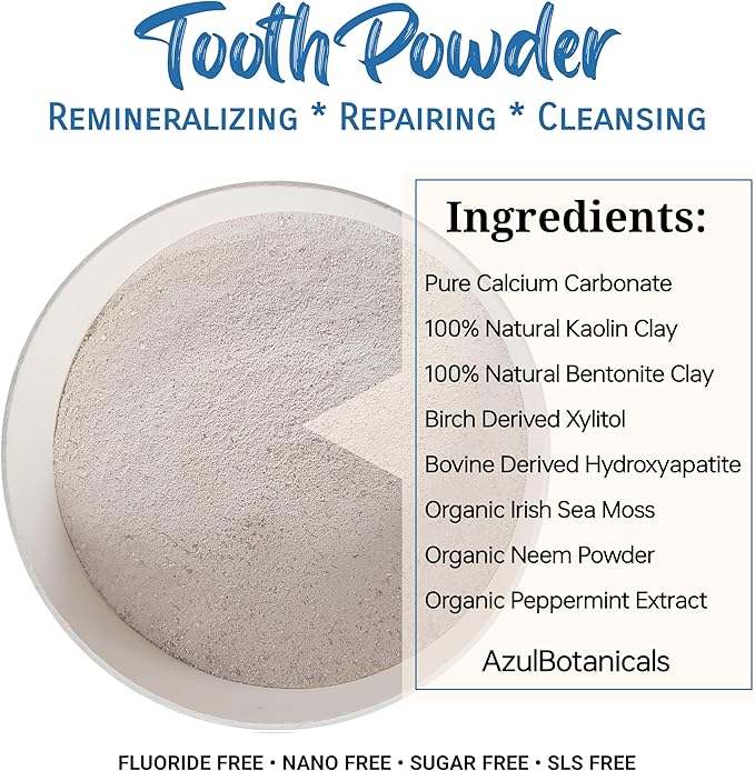 Remineralizing & Cleansing Tooth Powder, Cool Mint. Fluoride Free, SLS Free, Nano Free for Organic Oral Wellness (1 Ounce (Pack of 2), Travel Size