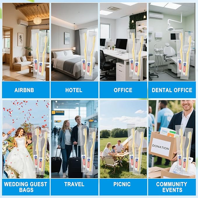 Disposable Toothbrush with Toothpaste Set, Individually Wrapped Soft Bristles Travel Size Manual Toothbrushes Kit in Bulk for Hotel/Travel/ Business/Donation/Homeless/Charity/Camping (30 Pack)