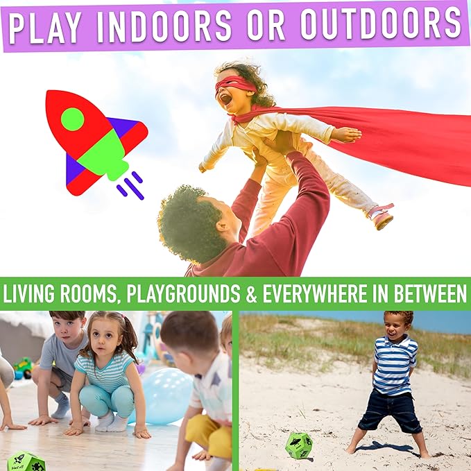 Movement Dice - Preschool Play Equipment & Recess Toys for Elementary Outside Gymnastics Games, Exercise Dice for Kids as Gross Motor Toys, PE Equipment for Outdoor & Indoor Recess Classroom