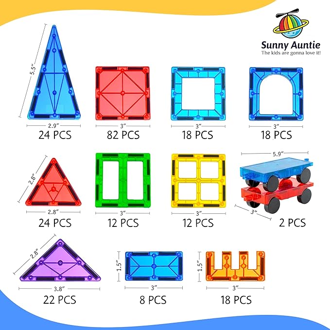 Magnetic Tiles 240 PCS+ Bonus Zippered CASE, Magnetic Tiles for Kids Toy for 3 4 5 6 7 8 Year Old Boys & Girls, Great Gift for Kids Aged 3-8, XL Set