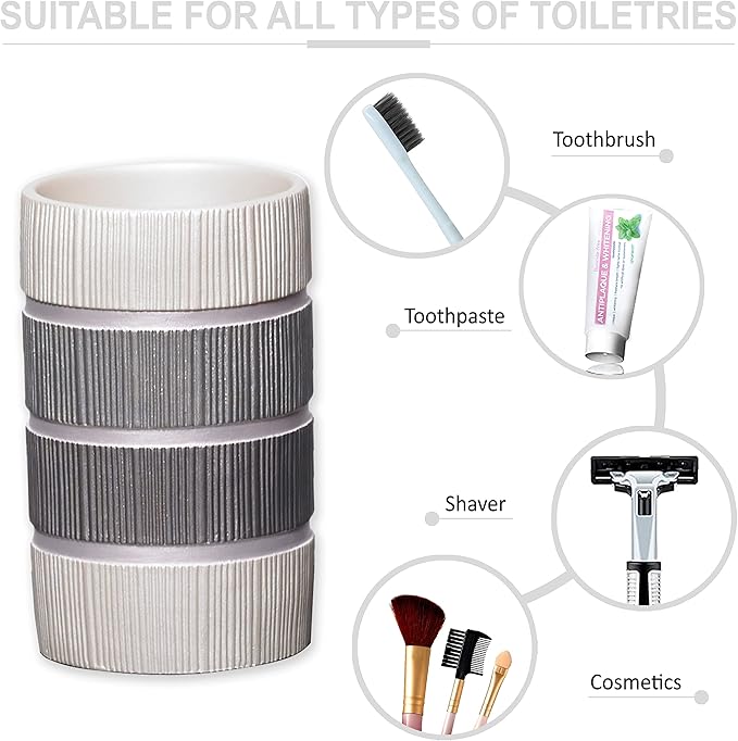 Zahari Home Modern Line Tumbler - Modern Western Design Bathroom Cup - Stylish Toothbrush Holder - Luxury Decor for Essentials with Classic Charm