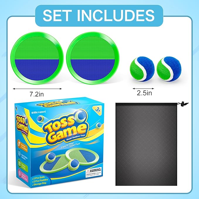 Ball Catch Game, Kids Toss Game for Ages 3 4 5 6 7 8-12 Year Old Boy Girl, Catching Balls Set with 2 Ball Paddles for Outdoor Yard Game, Pool or Beach Toys for Birthday Gifts Easter Basket Stuffers