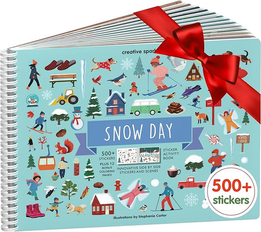 Cupkin Snow Day Sticker Book Activity for Kids, Side by Side Winter Sticker Book, Fun Kid Road Trip Activity, 500+ Kids Stickers + 12 Scenes and Coloring Pages, Crafts for Ages 2-8