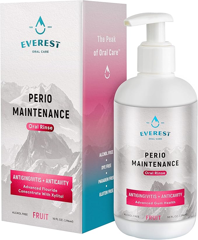 Perio Maintenance Alcohol Free Mouthwash – Concentrated Mouthwash for Bad Breath, Plaque, Sensitive Teeth, and Gingivitis or Gum Disease - Stannous Fluoride Rinse by Everest Oral Care 10 Fl oz