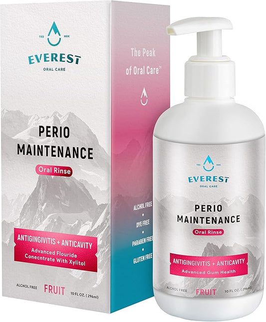 Perio Maintenance Alcohol Free Mouthwash – Concentrated Mouthwash for Bad Breath, Plaque, Sensitive Teeth, and Gingivitis or Gum Disease - Stannous Fluoride Rinse by Everest Oral Care 10 Fl oz