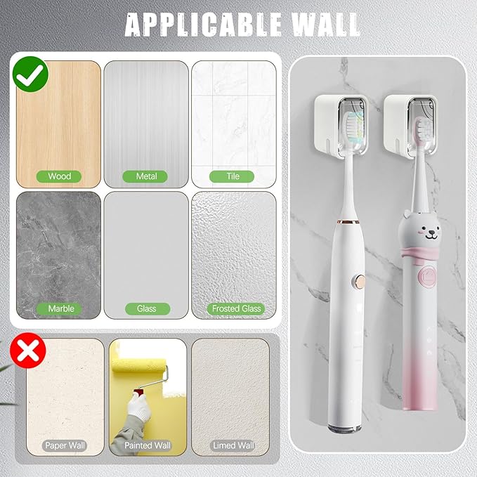 4 Pack Mini Toothbrush Holder Wall Mounted with Cover, Single Slot Toothbrush Storage Organizer for Shower, Compact Toothbrush Holders for Bathroom & Travel, Ideal for Girls and Boys