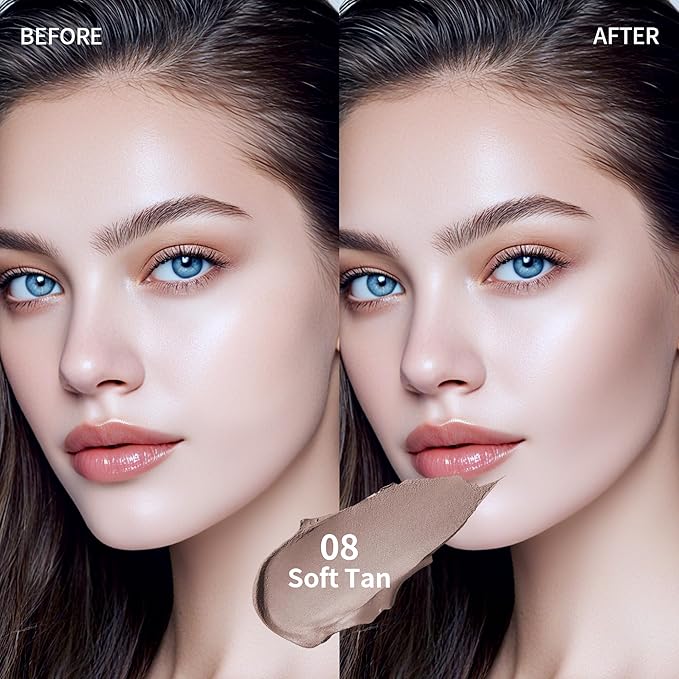 Cream Contour Stick, Cool Toned Contour & Sculpt Stick for Natural Sculpted Face Makeup, Creamy Texture & Non Cakey, Long Lasting Cream Bronzer Stick, Buildable & Highly Pigmented (08 Soft Tan)